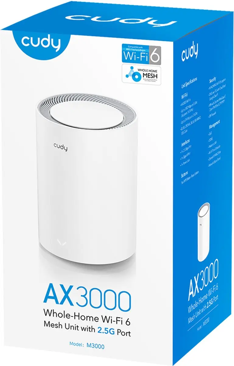 Cudy M3000 AX3000 Wi-Fi 6 Router - 2x Ethernet - Zwart - afbeelding 2 van 6