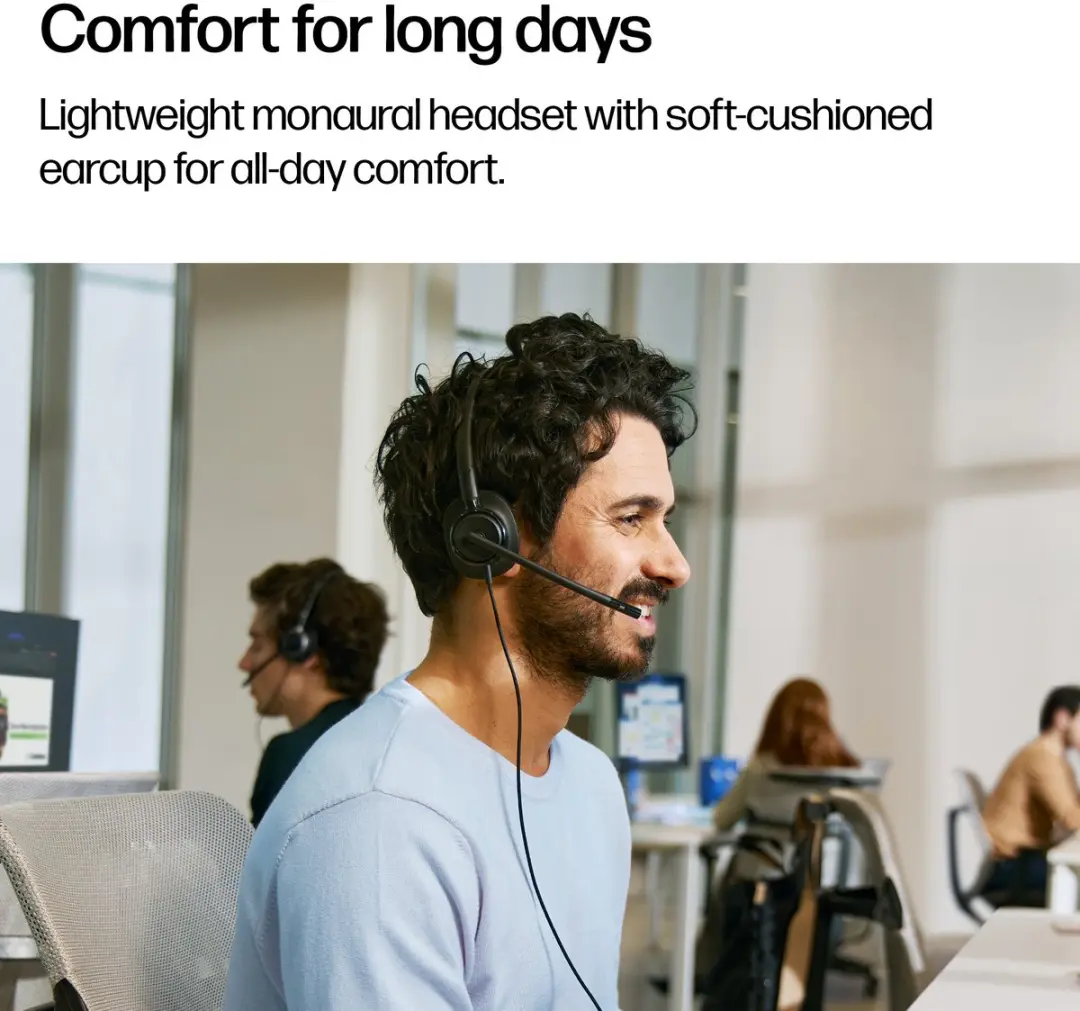 Poly HP Mission 425 Stereo USB Headset - Zwart - afbeelding 3 van 6