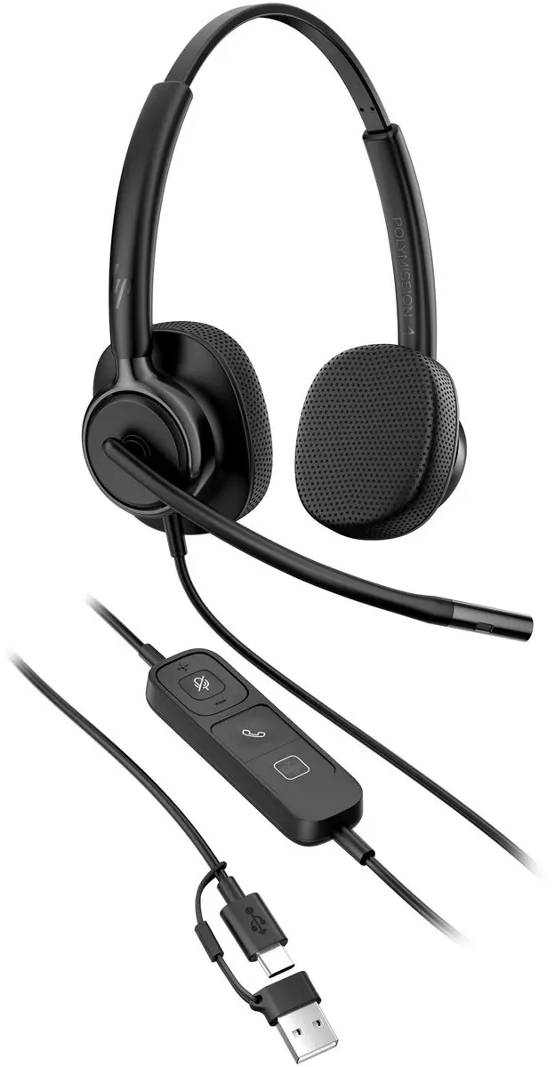 Poly HP Mission 425 Stereo USB Headset - Zwart - afbeelding 4 van 6