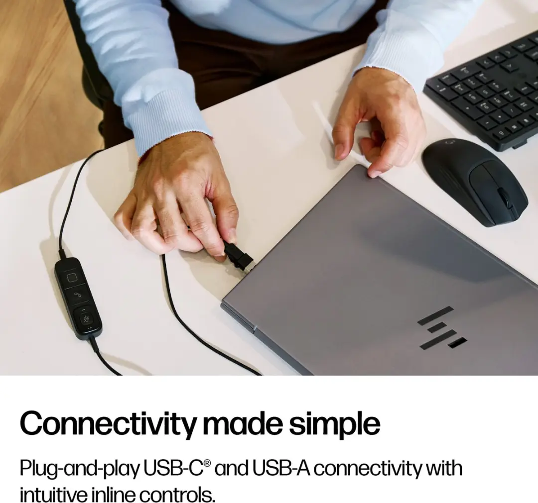 Poly HP Mission 425 Stereo USB Headset - Zwart - afbeelding 5 van 6