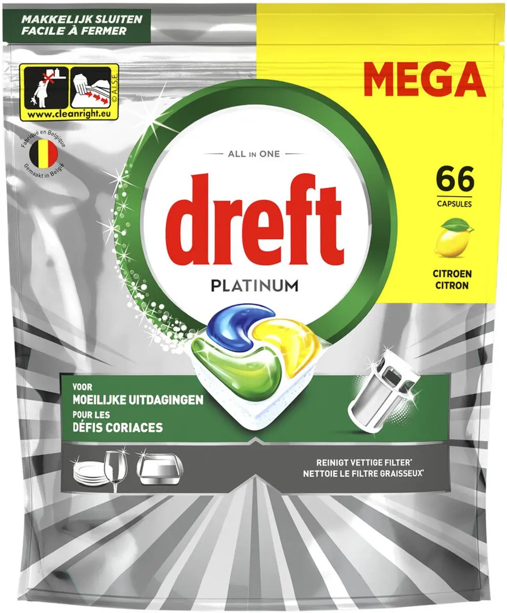 Dreft Platinum Vaatwascapsules 66 Stuks - Citroen - afbeelding 5 van 5