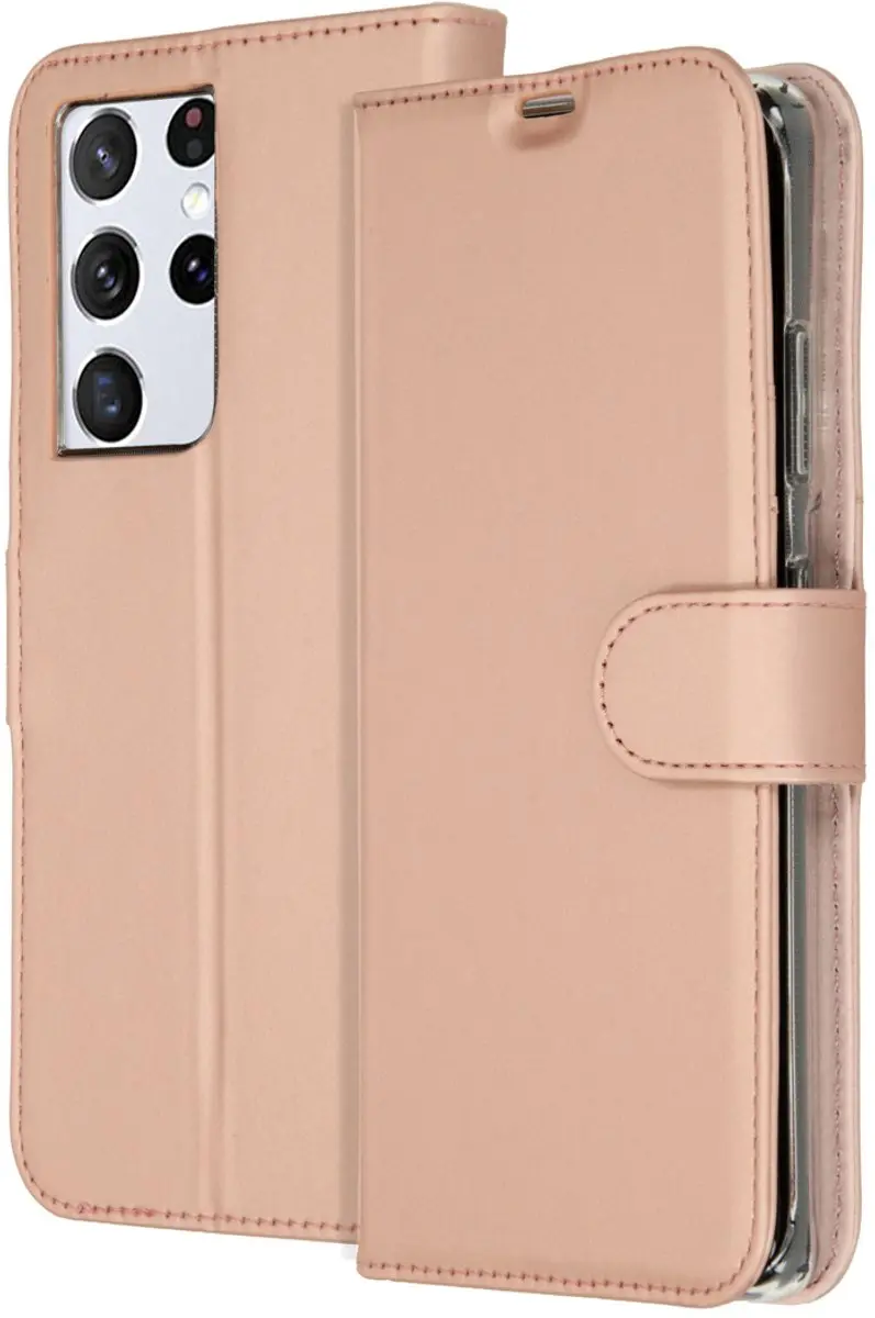 Accezz Hoesje - Geschikt voor Samsung Galaxy S21 Ultra - Wallet Softcase Bookcase - Rosé Goud