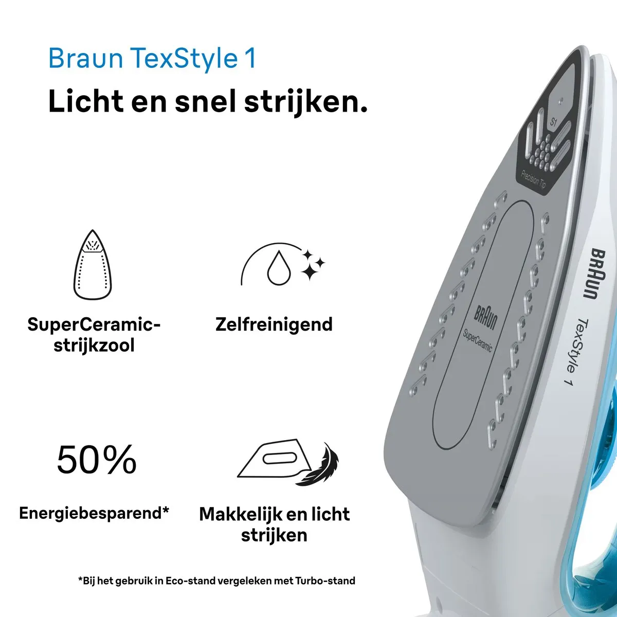 Braun TexStyle 1 SI1050BL Stoomstrijkijzer - 2000W - Blauw