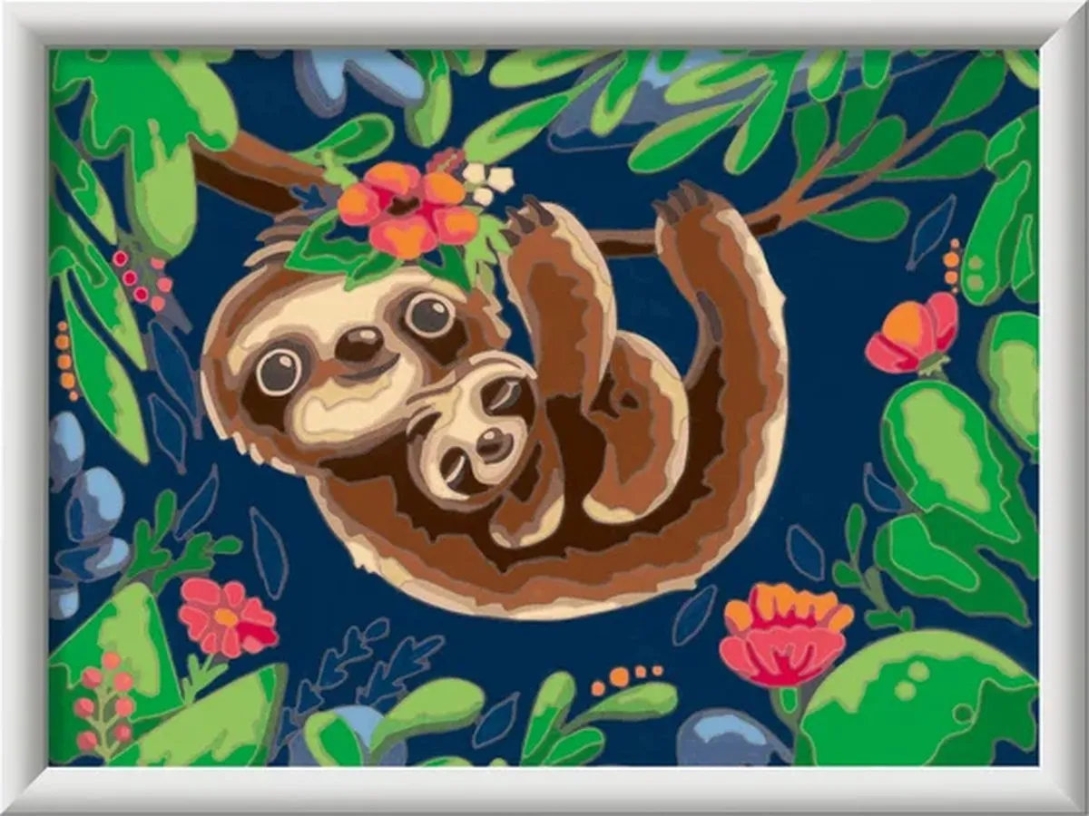 Ravensburger CreArt Sweet Sloths Schilderen op nummer - 15 Kleuren - Multicolor - afbeelding 6 van 6