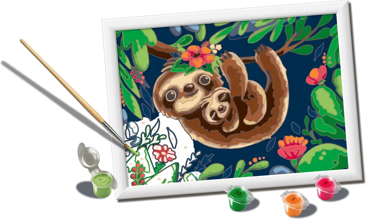 Ravensburger CreArt Sweet Sloths Schilderen op nummer - 15 Kleuren - Multicolor