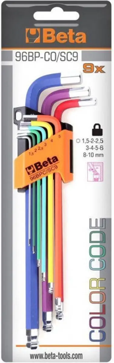 Beta Tools 9-delige Inbussleutelset 96BP-CL/SC9 - Oranje