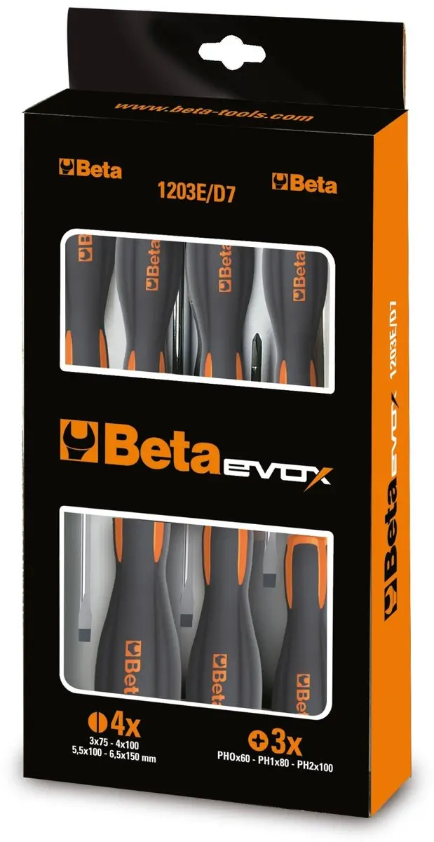 Beta Schroevendraaierset Beta 7 delig 4x plat 3x kruis