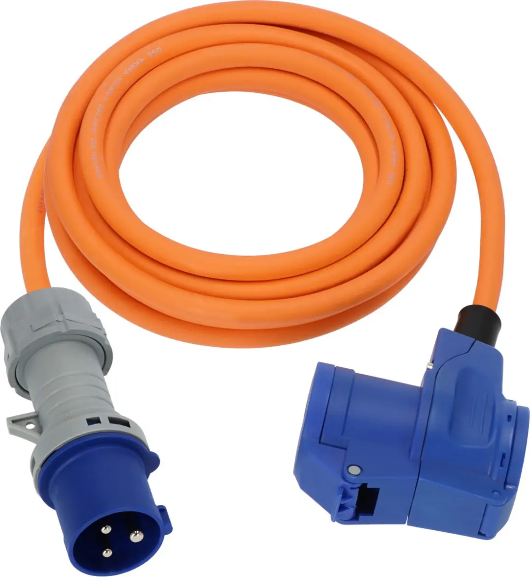 Brennenstuhl CEE camping verlengkabel 3m kabel in oranje (CEE-stekker en haakse