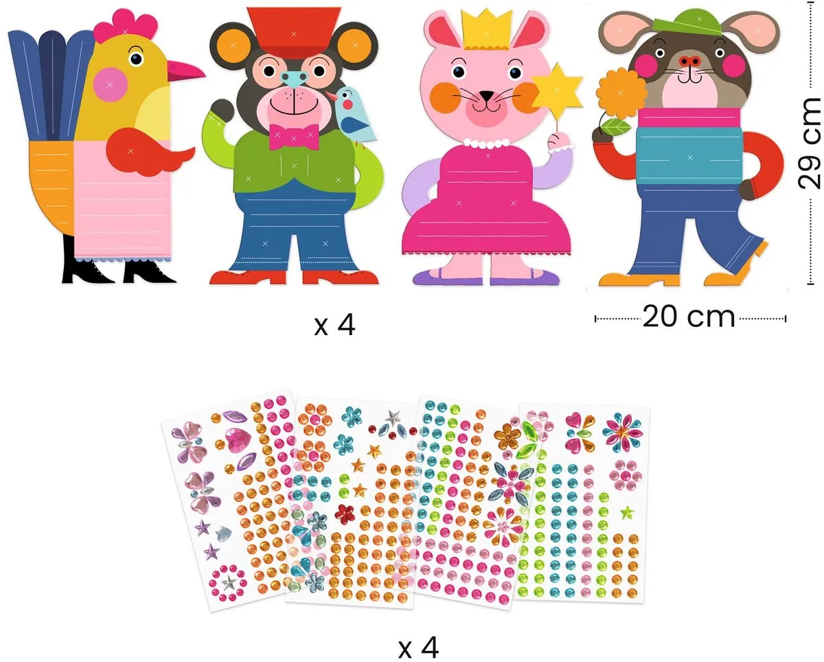 Djeco Sparkles Dieren Knutselpakket - 4 Stuks - Multicolor