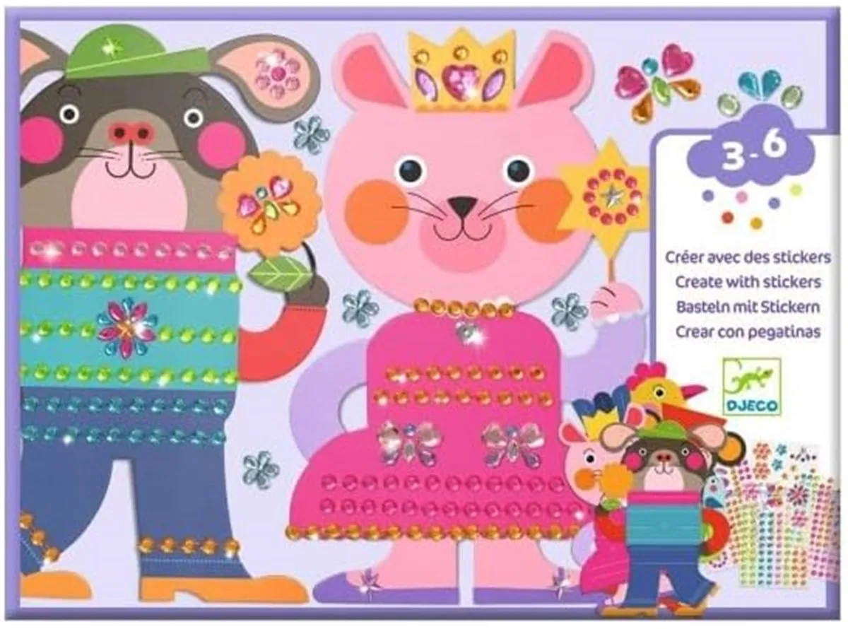 Djeco Sparkles Dieren Knutselpakket - 4 Stuks - Multicolor