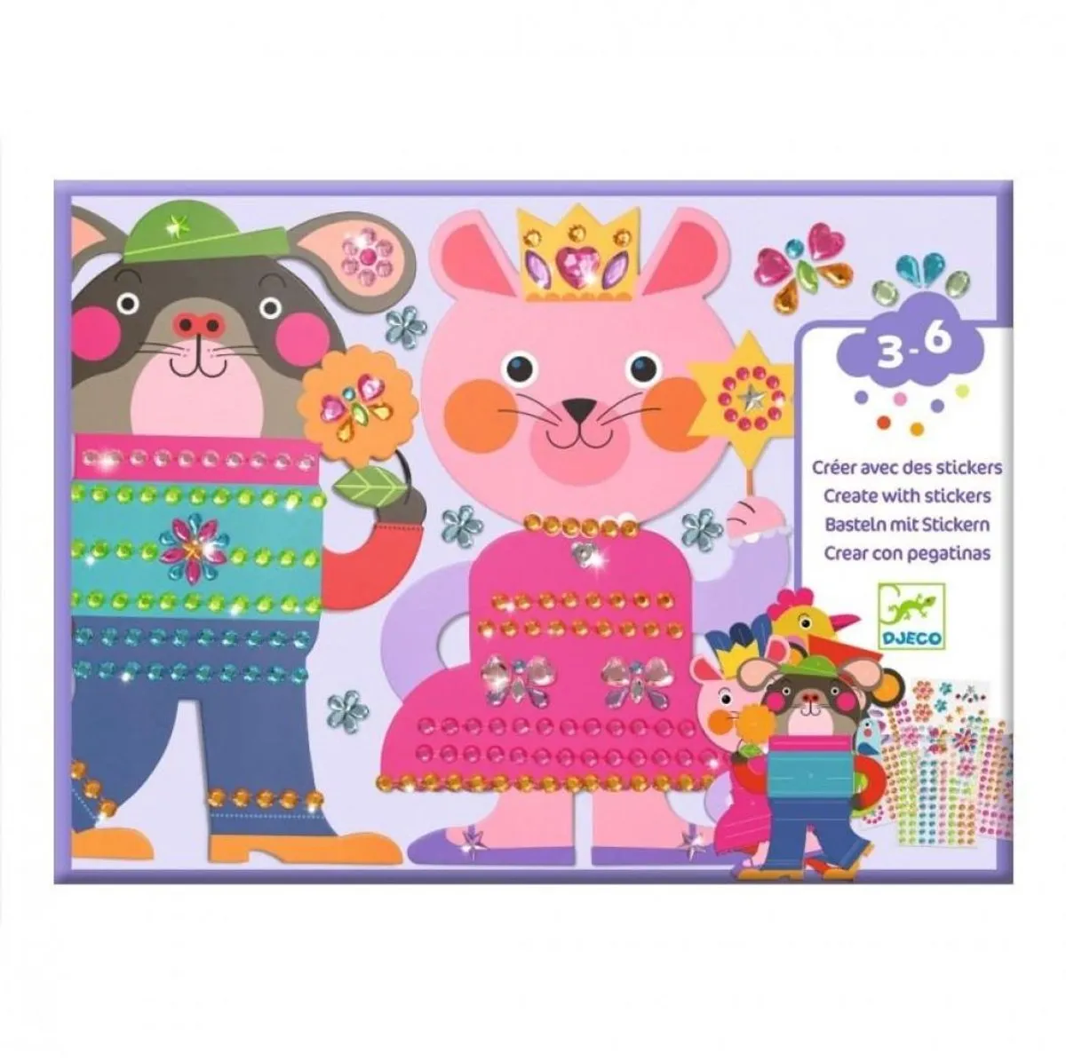 Djeco Sparkles Dieren Knutselpakket - 4 Stuks - Multicolor