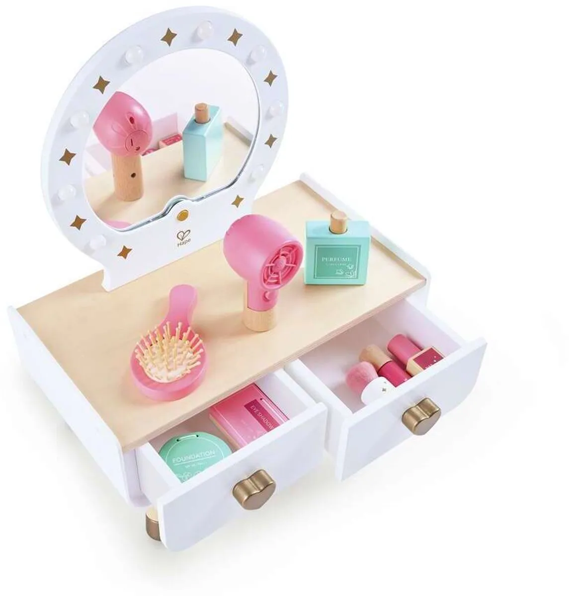 Hape Mijn Stijlvolle Kaptafel Roze - 5 Accessoires