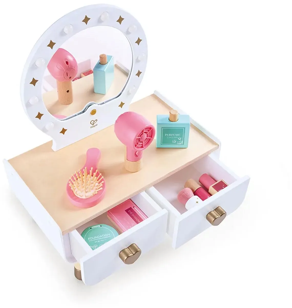 Hape Mijn Stijlvolle Kaptafel Roze - 5 Accessoires