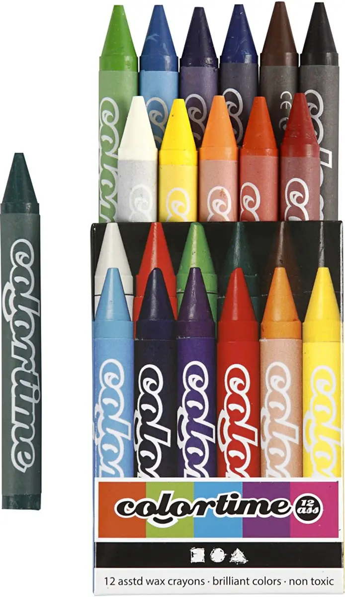 Colortime Kleurkrijt, L: 10 cm, dikte 11 mm, diverse kleuren, 2x12stuk
