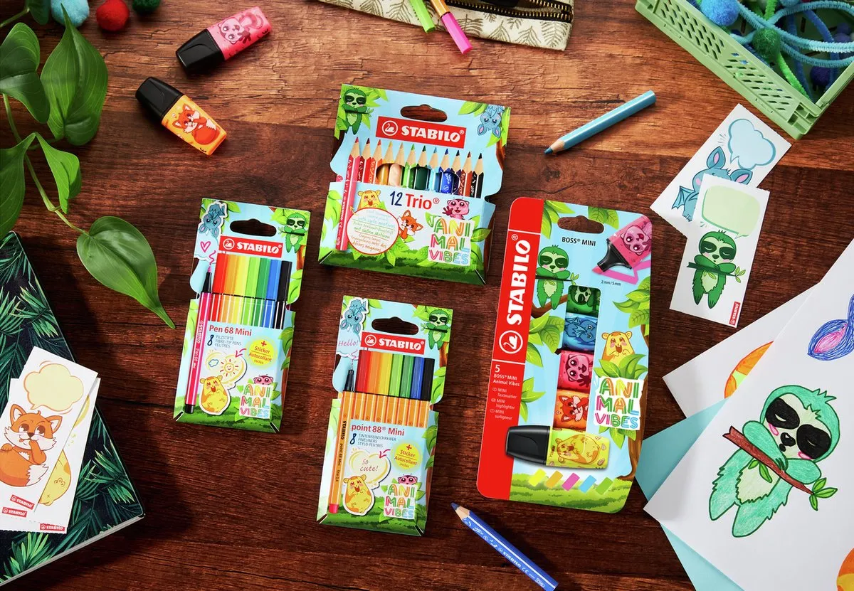 STABILO Pen 68 Mini Animal Vibes Viltstiften - 8 Stuks