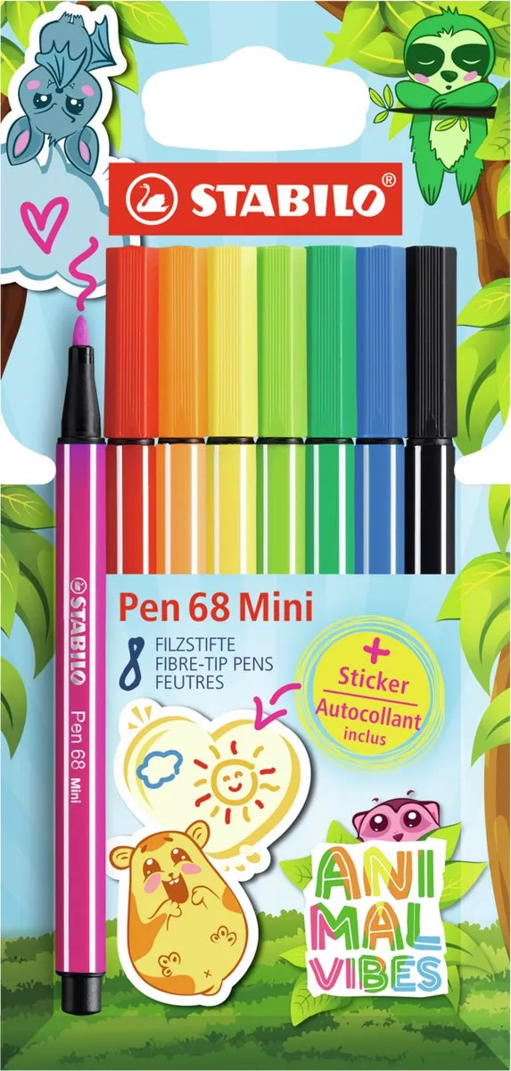 STABILO Pen 68 Mini Animal Vibes Viltstiften