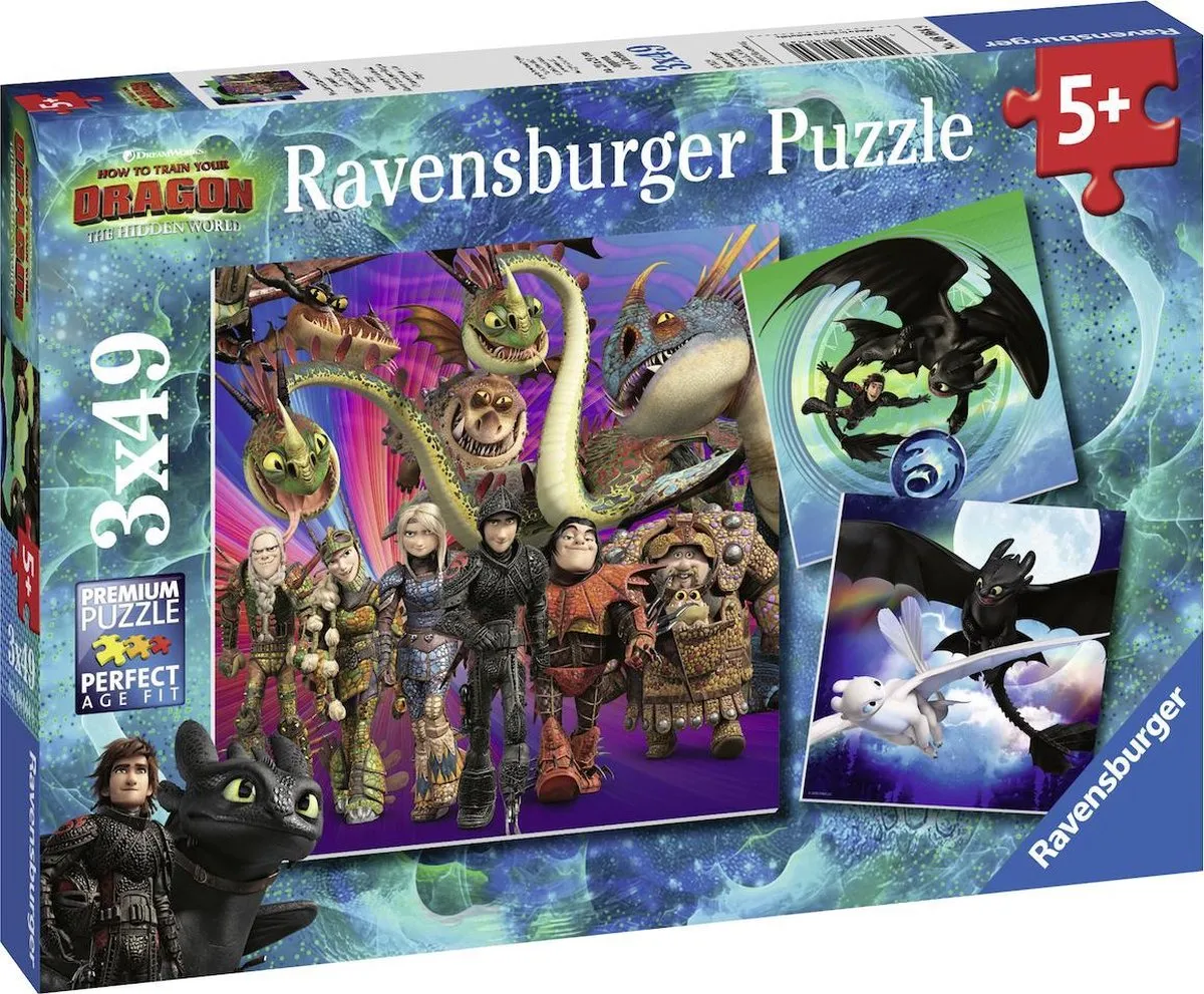 Ravensburger Dragons 3 Puzzel - 3x49 Stuks - Meerkleurig