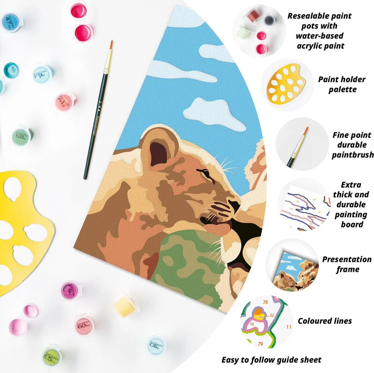 Ravensburger CreArt Schilderen op Nummer Lion and Baby - Meerkleurig