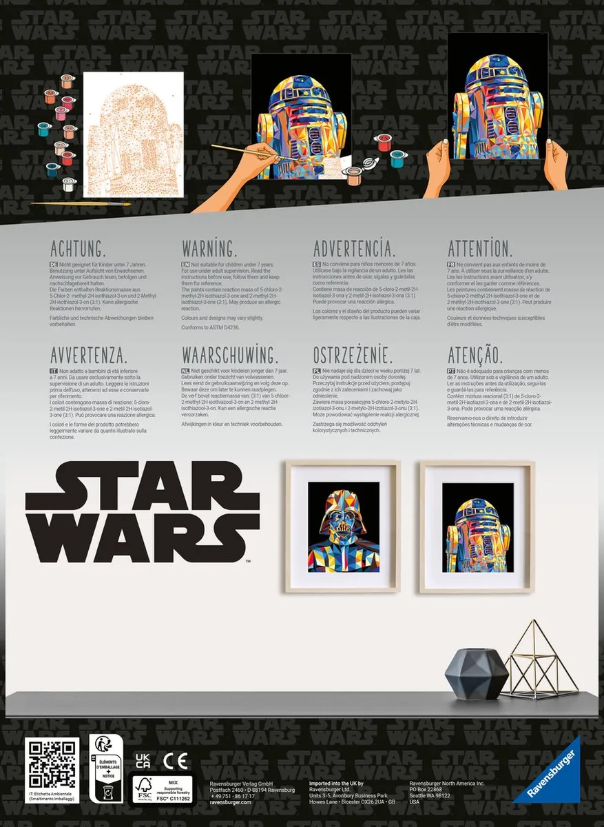 Ravensburger CreArt Star Wars R2-D2 Schilderen op nummer - Multicolor - 15 Kleuren