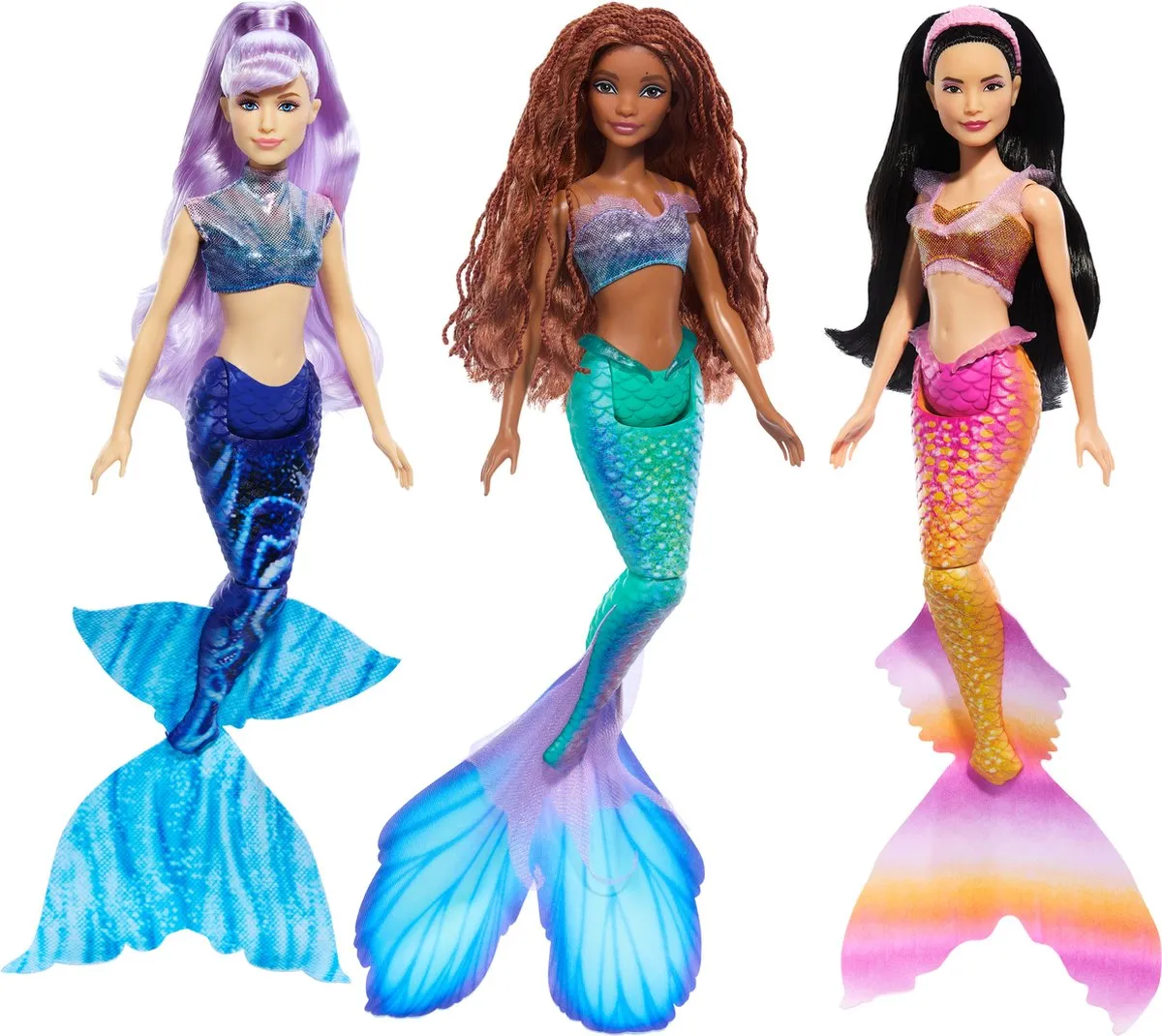 Disney Princess Ariël en Zussen 3 Bewegende Poppen Meerkleurig