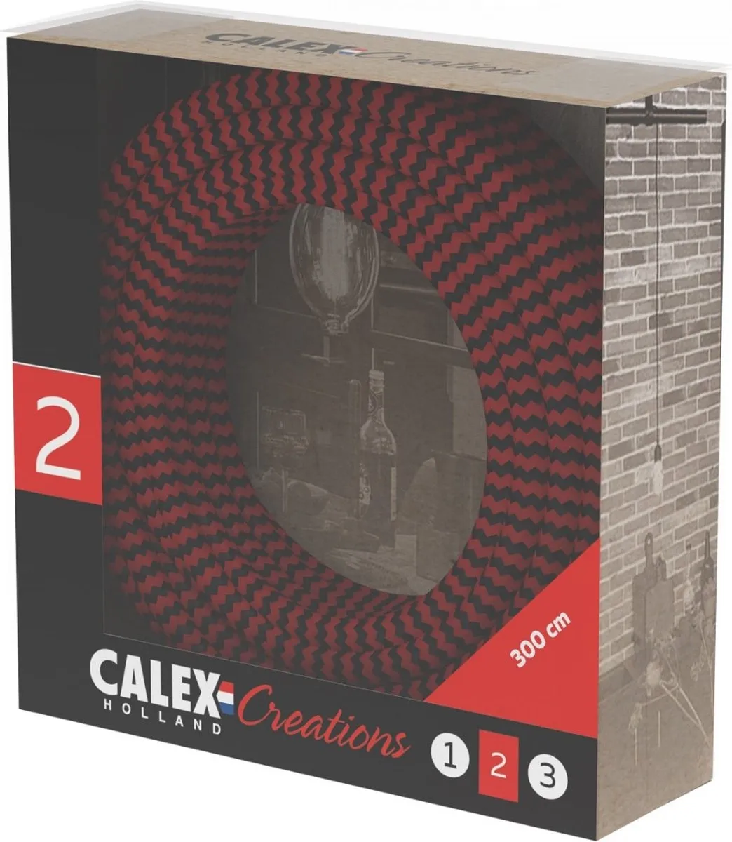 Calex Textielsnoer 142942 - 3m Rood/Zwart