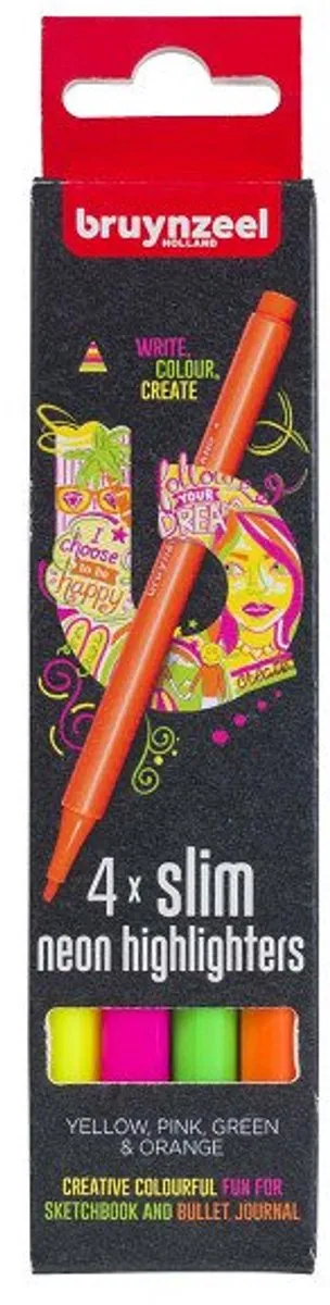BRUYNZEEL Markeerstiften Dun Neon - 4 Stuks Multicolor - afbeelding 4 van 6