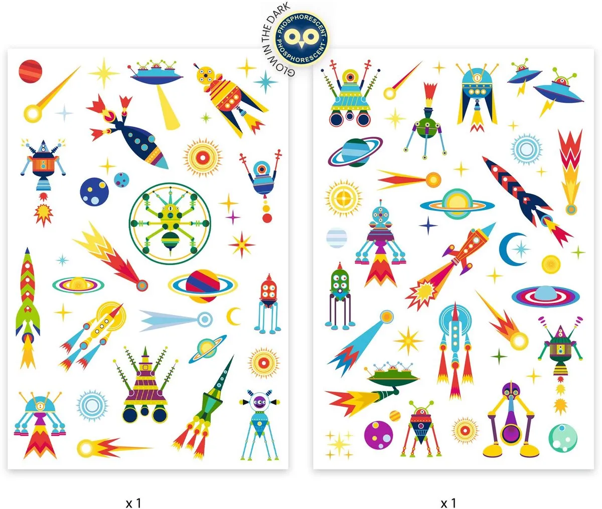 Djeco Tattoo Ruimte - Glow in the dark - Multicolor