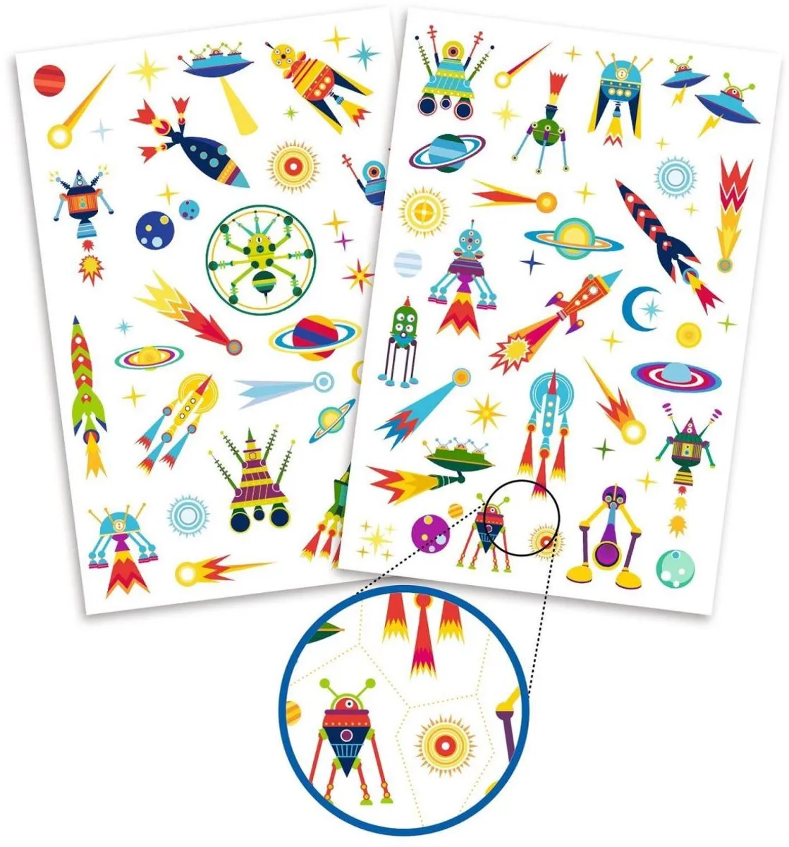 Djeco Tattoo Ruimte - Glow in the dark - Multicolor