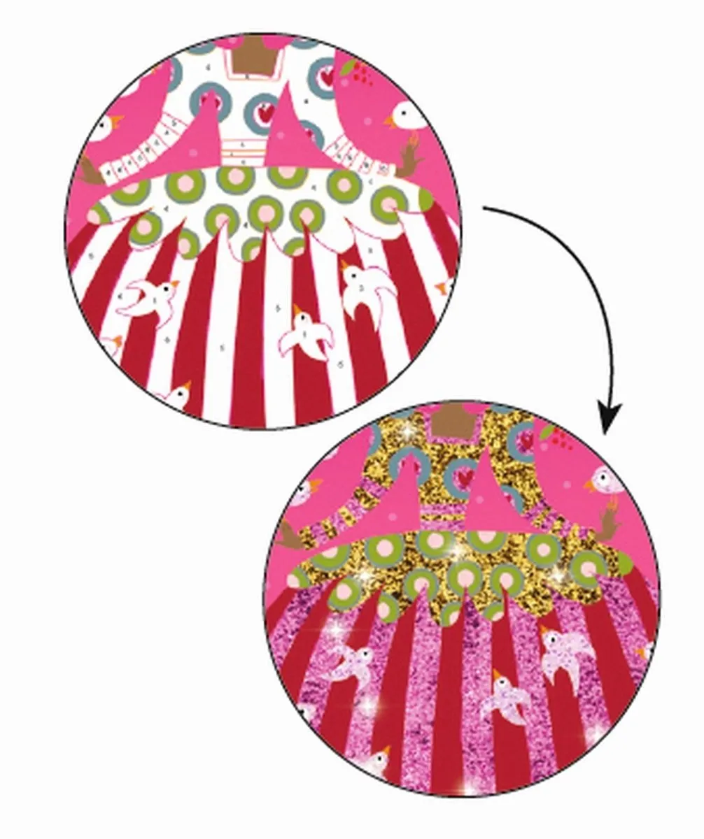 Djeco Glitter Dresses Knutselset - 4 Stuks - Multicolor