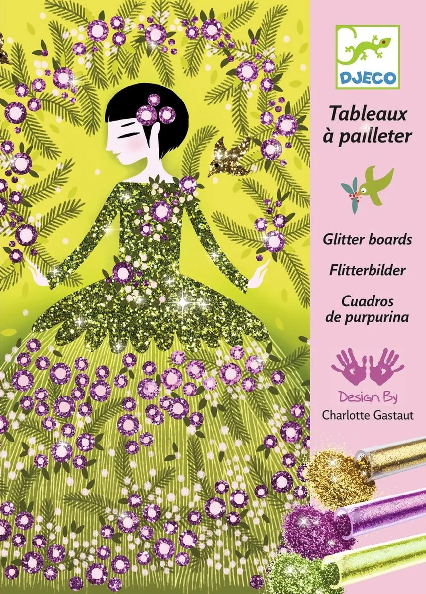 Djeco Glitter Dresses Knutselset - 4 Stuks - Multicolor