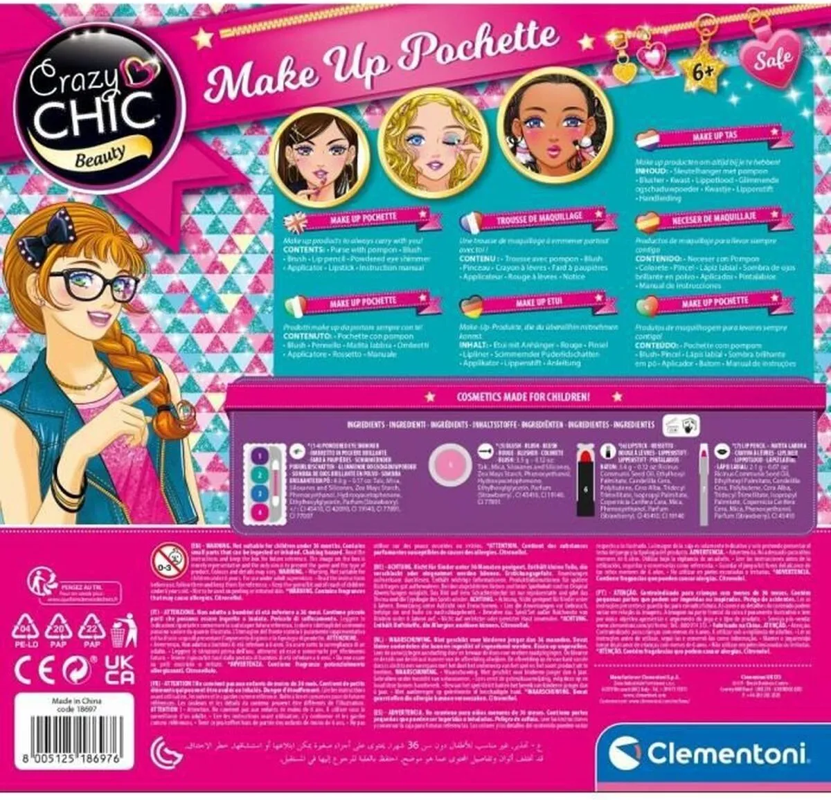 Clementoni Crazy Chic Make-Up Tasje - Blauw - afbeelding 6 van 6