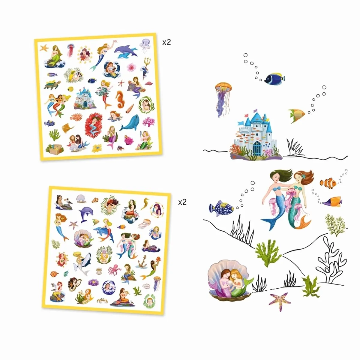 Djeco Zeemeerminnen Stickers - 160 Stuks (4 Vellen)