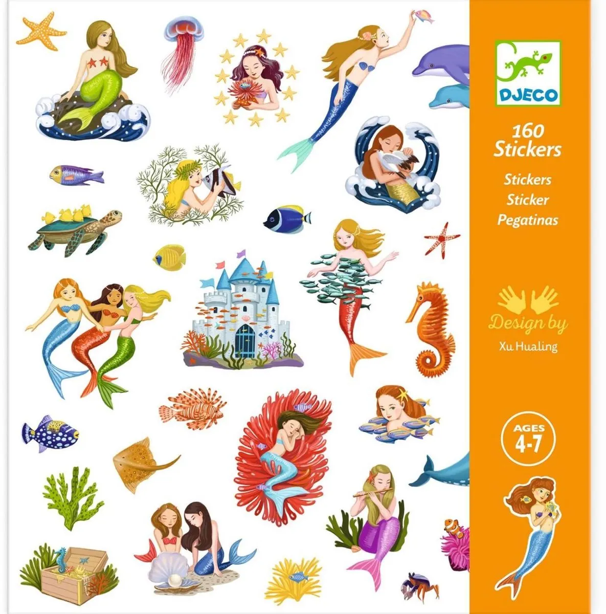 Djeco Zeemeerminnen Stickers - 160 Stuks (4 Vellen)