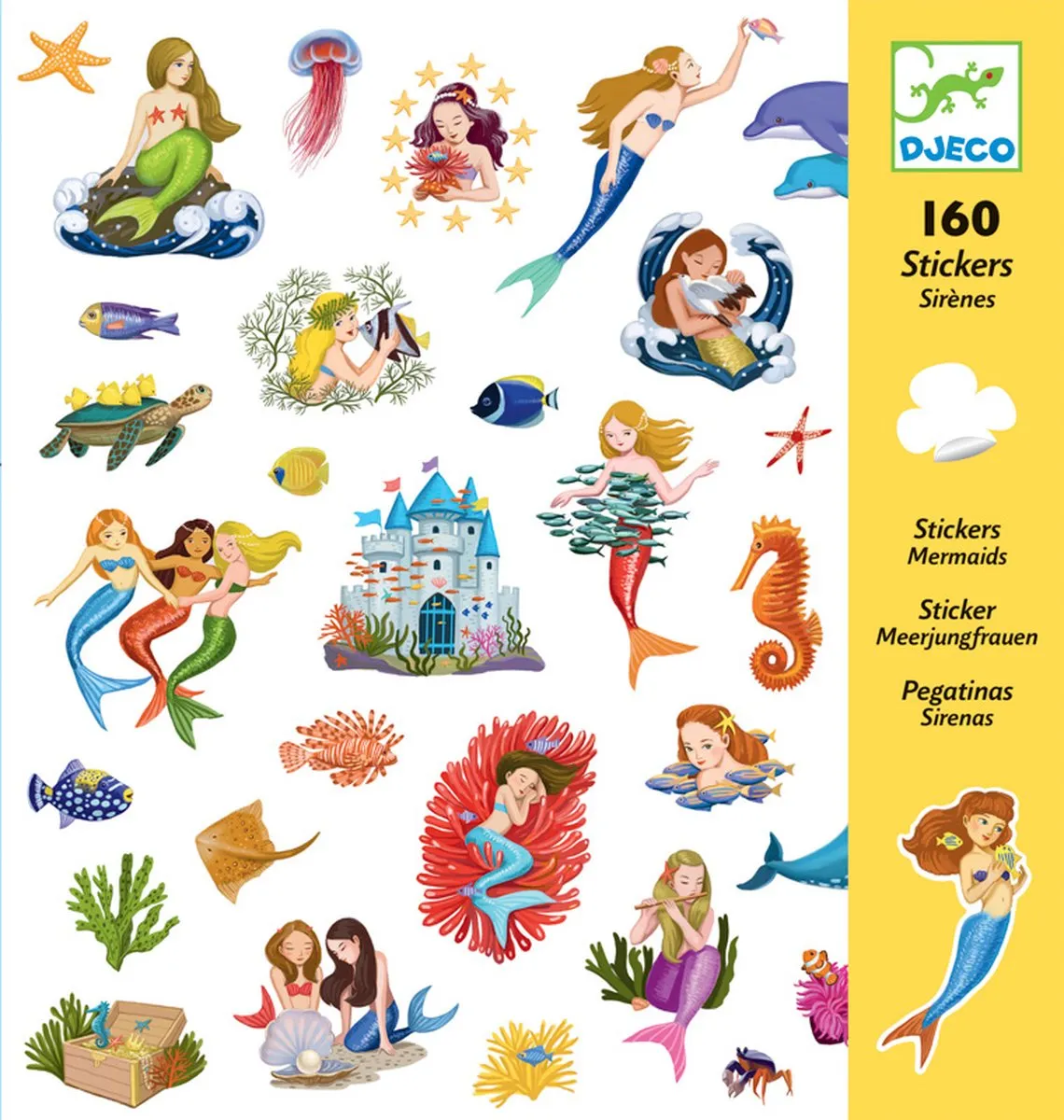 Djeco Zeemeerminnen Stickers - 160 Stuks (4 Vellen) - afbeelding 6 van 6