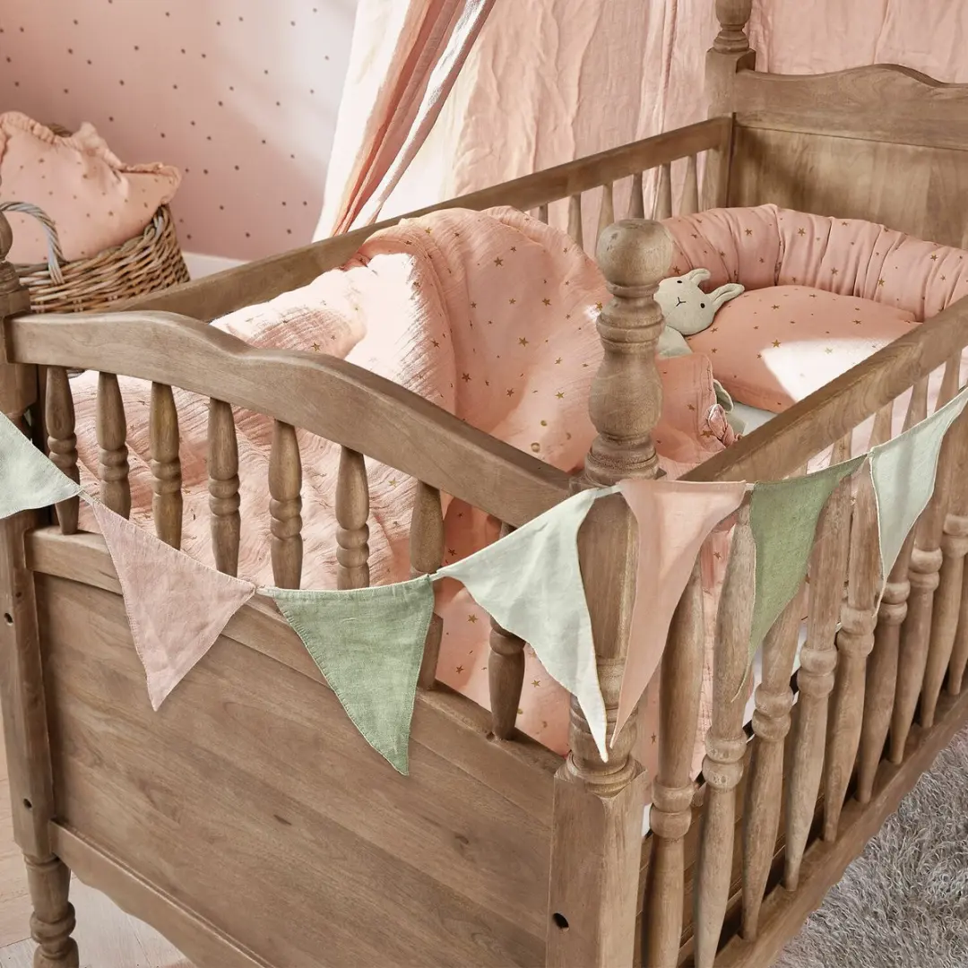 Loberon Dekbedovertrekset Vianne Baby - roze/goud - afbeelding 5 van 6