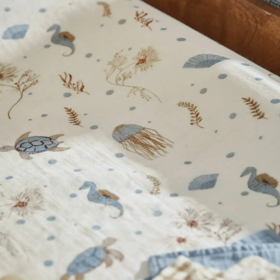 Loberon Hoes Aankleedkussen Tinkertop - Blauw/Beige - afbeelding 3 van 4