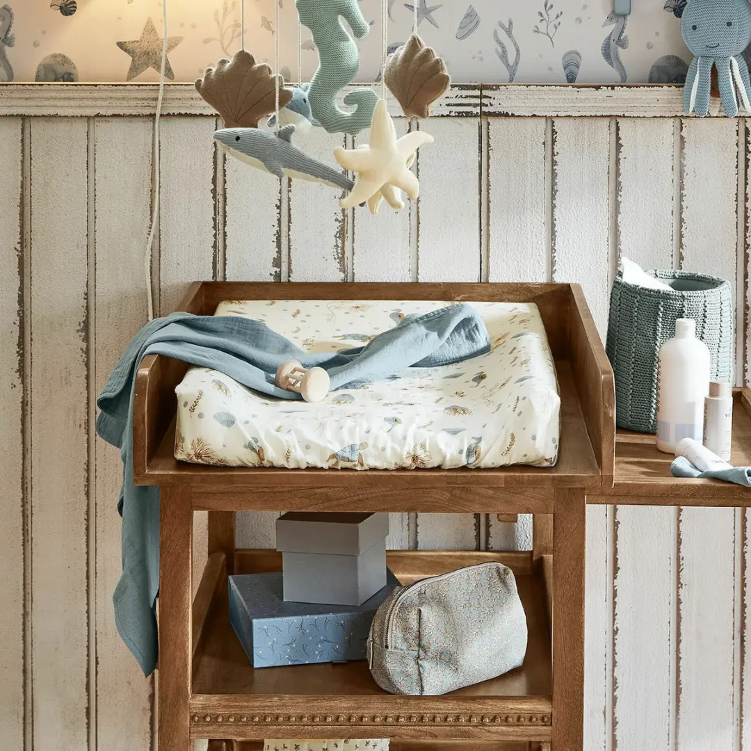 Loberon Hoes Aankleedkussen Tinkertop - Blauw/Beige - afbeelding 4 van 4