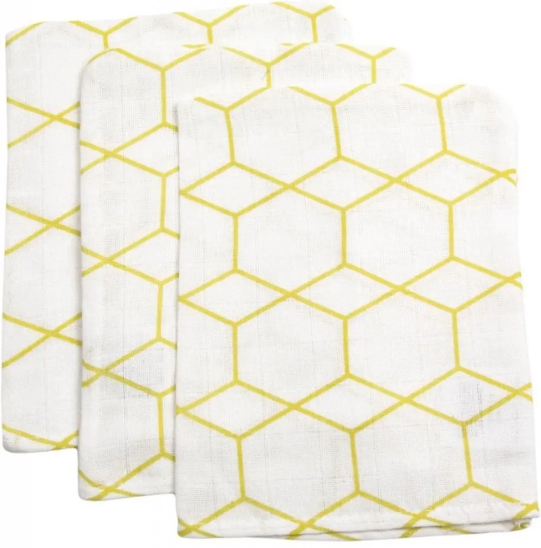 Briljant Grid Okergeel Hydrofiel Washandjes 3 stuks 101R