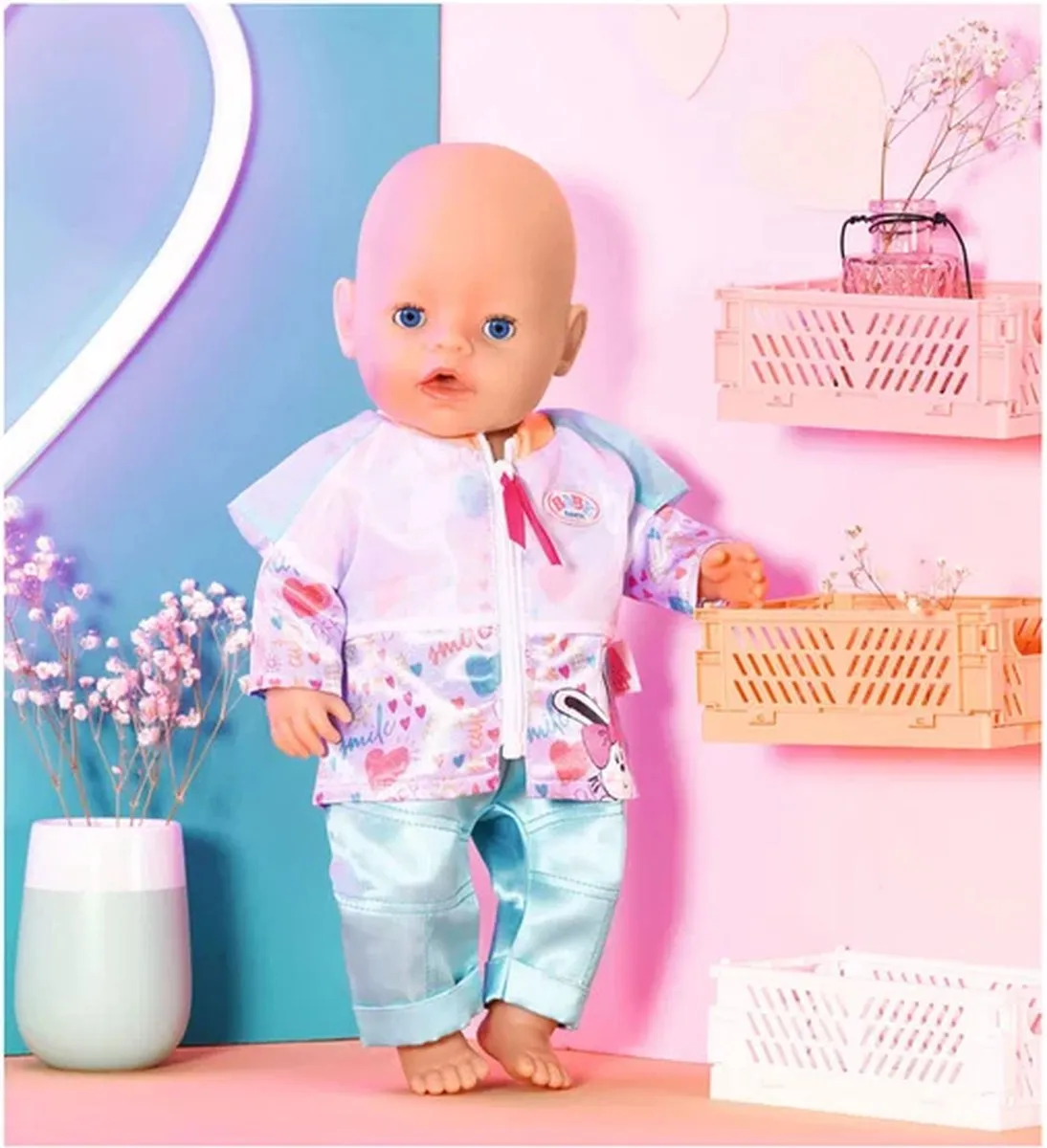 Baby Born Casual Outfit 43cm - Aqua/Grijs Groen