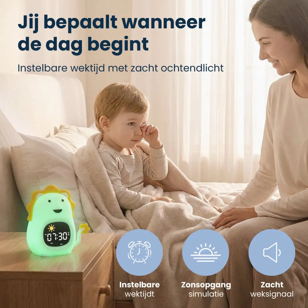 Dutsi Slaaptrainer Leeuw - 3-in-1 Kinderwekker & Nachtlampje