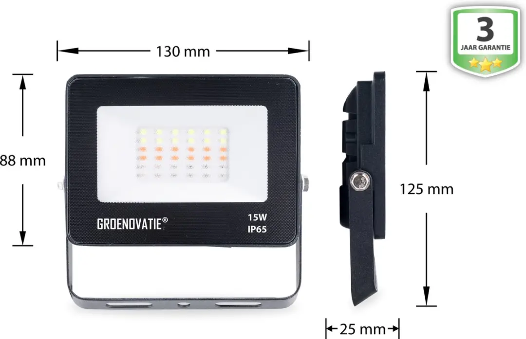 Groenovatie LED Breedstraler 15W RGB - IP65 - Zwart