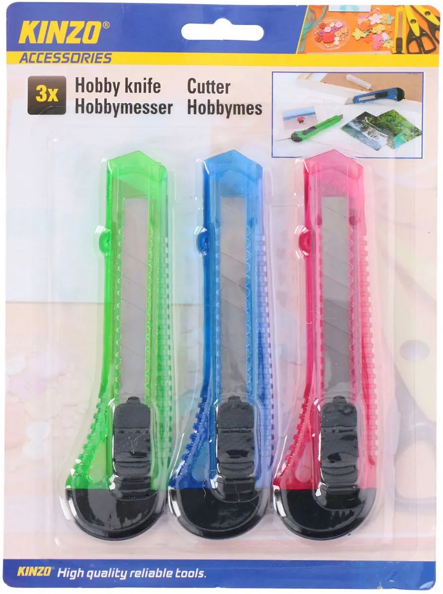 Kinzo Hobbymes 18mm - 3 Stuks (met 3 reservemesjes) - Verschillende kleuren - afbeelding 2 van 6