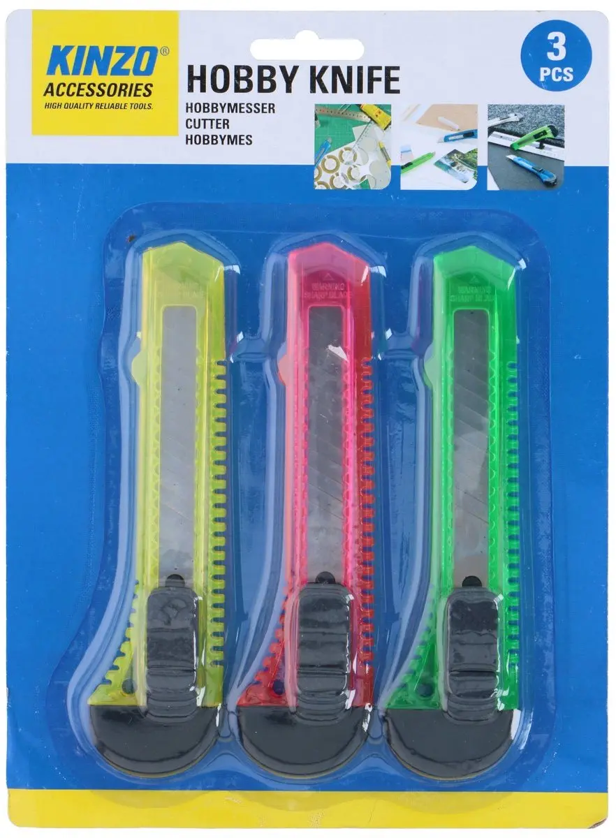 Kinzo Hobbymes 18mm - 3 Stuks (met 3 reservemesjes) - Verschillende kleuren - afbeelding 4 van 6