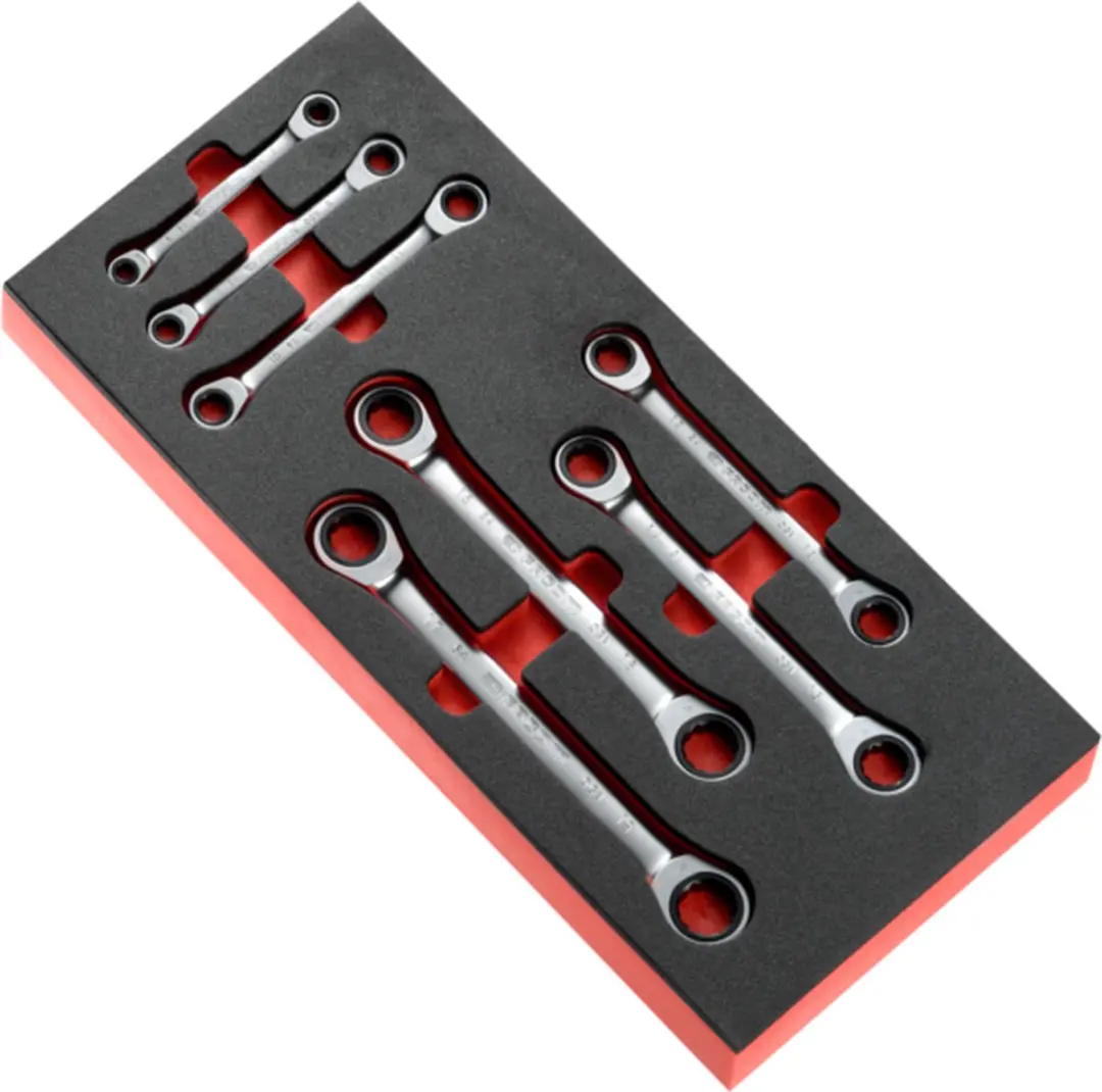 Facom Module met 7 ratelringsleutels 12-kant 6 tot 19 mm