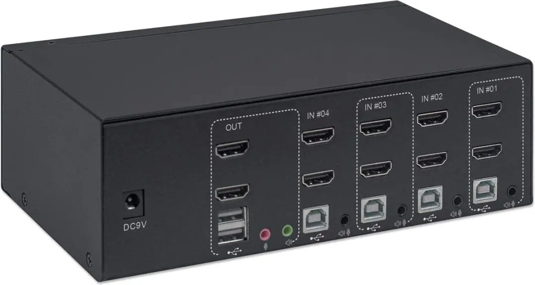 Manhattan 153539 KVM Switch Dual HDMI 4K - 4 Computers
