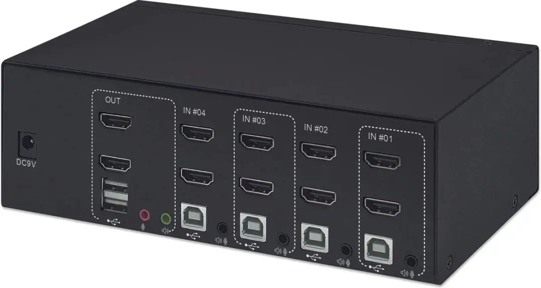 Manhattan 153539 KVM Switch Dual HDMI 4K - 4 Computers - afbeelding 6 van 6