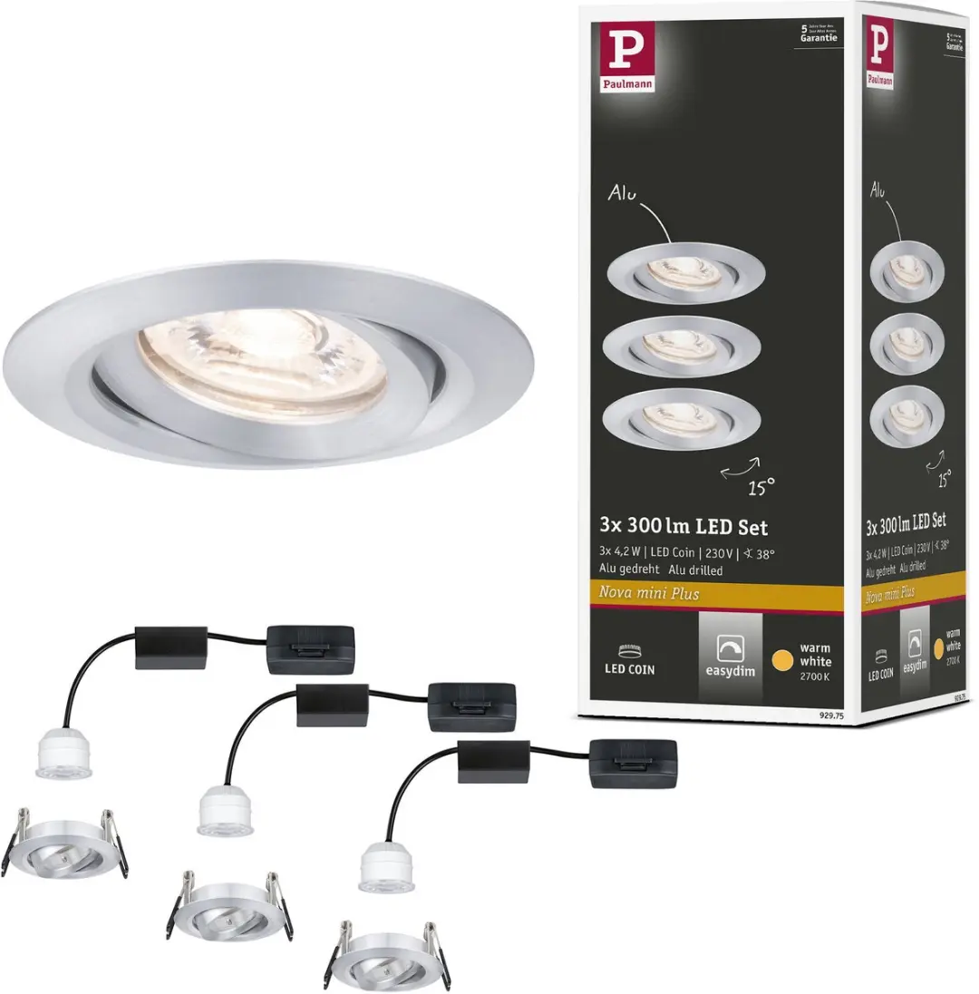 LED-inbouwlamp Easy Dim B-waar Nova Mini Plus Coin Basisset zwenkbaar rond 66 mm