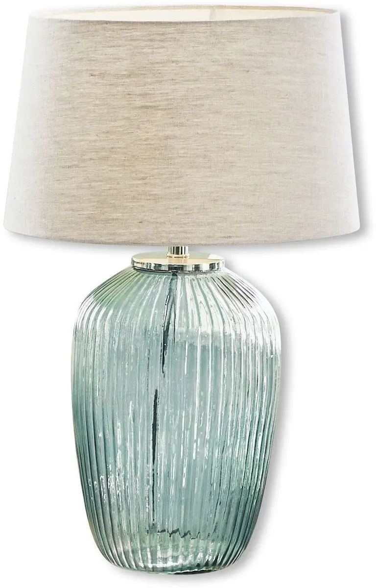 Loberon Tafellamp Fenis - 40cm - 25W - Crème/Groen - afbeelding 2 van 6