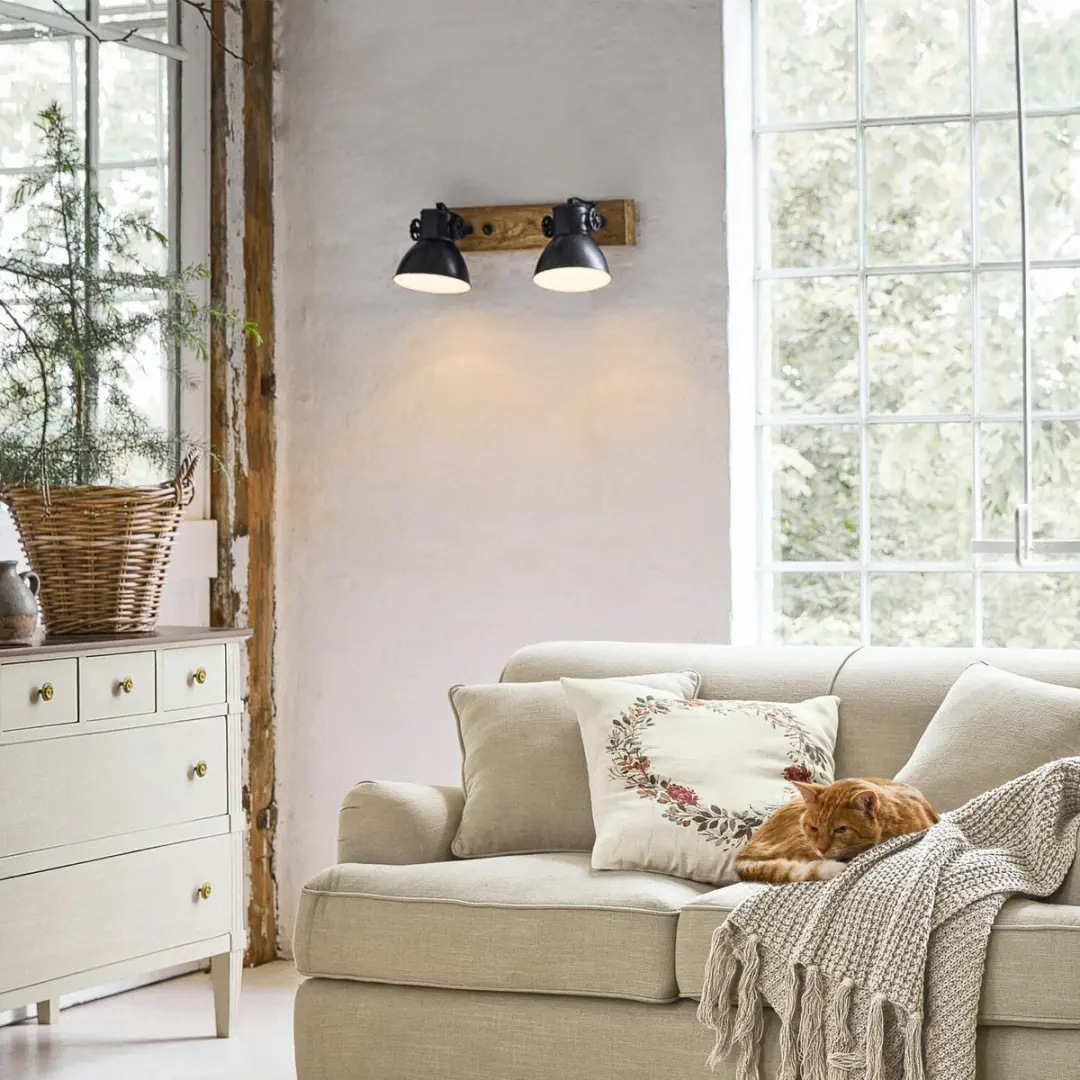 Loberon Périgné Wandlamp - 25W - Zwart/Bruin - afbeelding 5 van 5