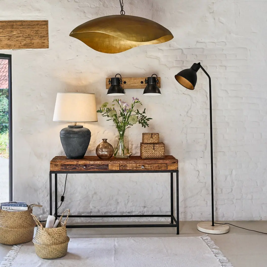 Loberon Périgné Wandlamp - 25W - Zwart/Bruin - afbeelding 2 van 5
